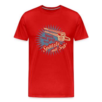 Spätzle mit Soß' - Männer Premium Bio T-Shirt - Rot - Vorne - Damien (186cm)