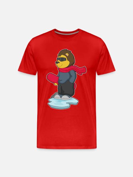 Löwe Snowboarder Snowboard - T-shirt bio Premium Homme - rouge