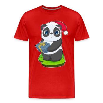 Panda Christmas Package - Men's Premium Organic T-Shirt - red - Front - Damien (186cm)