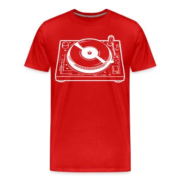 DJ Turntable - Männer Premium Bio T-Shirt - Rot - Vorne - Damien (186cm)