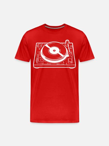 DJ Turntable - Männer Premium Bio T-Shirt - Rot