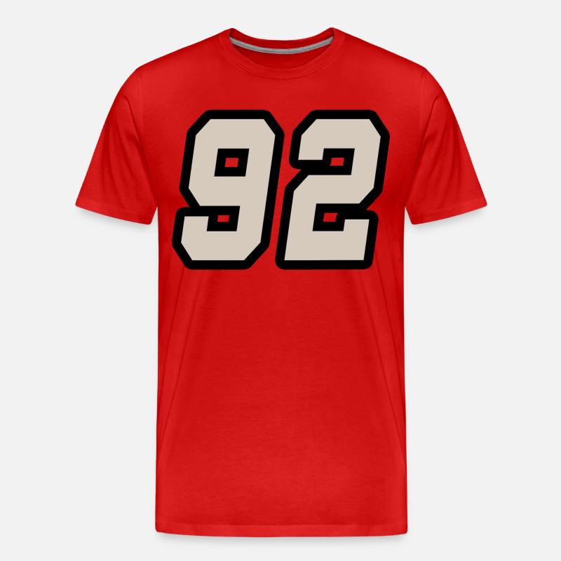 Nummer zweiundneunzig 92 - Männer Premium Bio T-Shirt - Rot