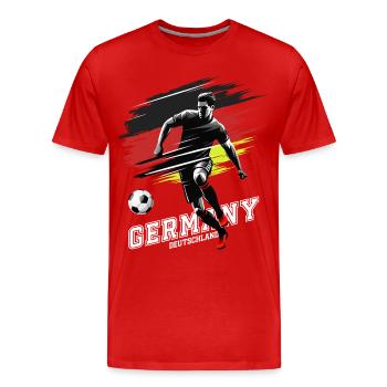 Fußball Deutschland Flagge Fahne Spieler Grunge - Männer Premium Bio T-Shirt - Rot - Vorne - Damien (186cm)