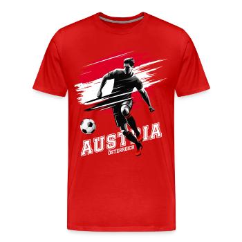 Fußball Österreich Austria Flagge Fahne Spieler - Männer Premium Bio T-Shirt - Rot - Vorne - Damien (186cm)