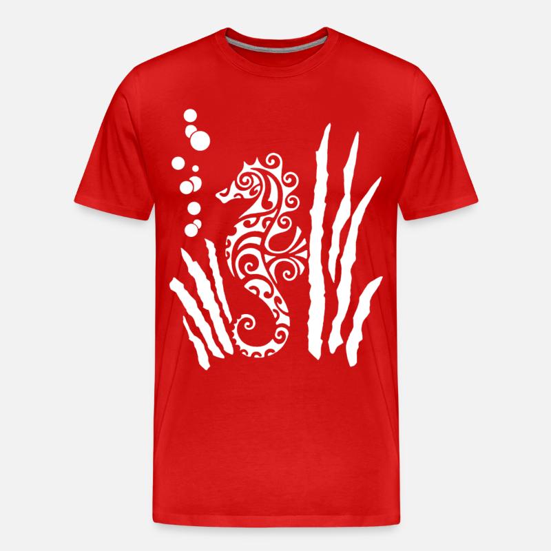 Weißes Stammes-Seepferdchen - Männer Premium Bio T-Shirt - Rot