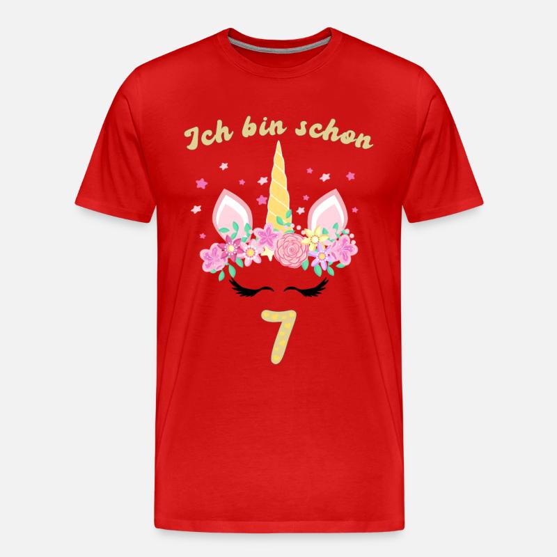Ich bin schon 7 - Männer Premium Bio T-Shirt - Rot