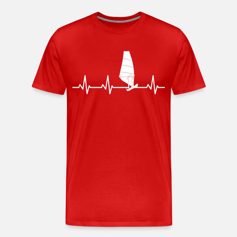 Windsurfing Herzschlag - Männer Premium Bio T-Shirt - Rot