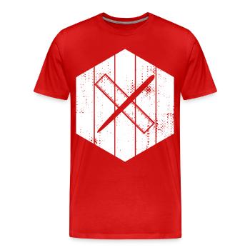Drawing with pen and ruler - Men's Premium Organic T-Shirt - red - Front - Damien (186cm)