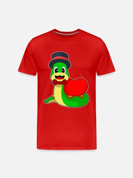 Snake Groom Heart Wedding - Men's Premium Organic T-Shirt - red