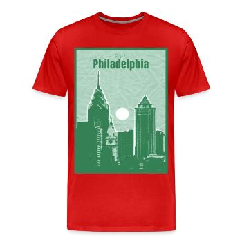 Philadelphia Skyline Druck - Männer Premium Bio T-Shirt - Rot - Vorne - Damien (186cm)