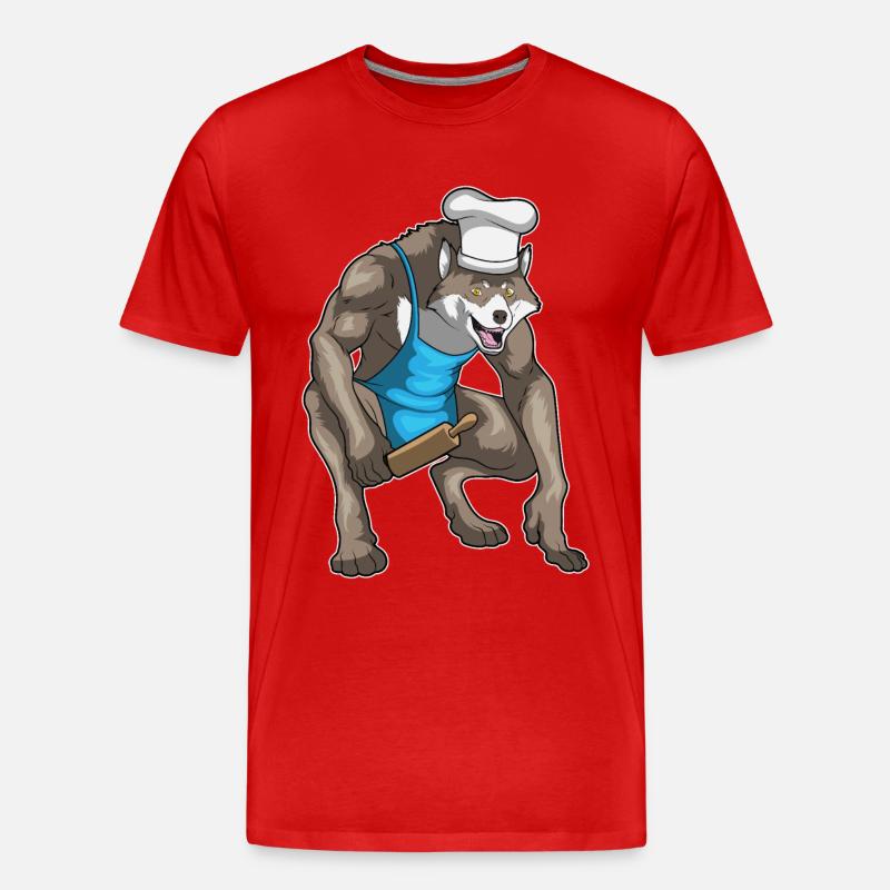 Werwolf Halloween Bäcker - Männer Premium Bio T-Shirt - Rot