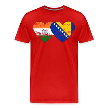 India Bosnia Flag Heart Used - Men's Premium Organic T-Shirt - red - Front - Damien (186cm)