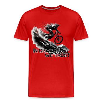 Downhill Schwerkraft Vertauen MTB Geschenk - Männer Premium Bio T-Shirt - Rot - Vorne - Damien (186cm)
