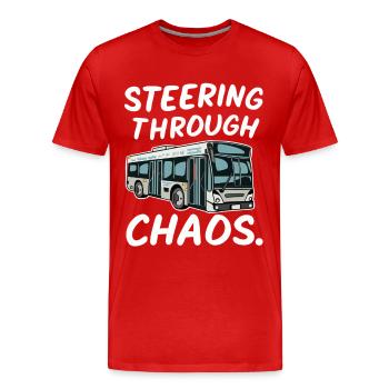Busfahrer Navigieren im Chaos Lustiger Citybus - Männer Premium Bio T-Shirt - Rot - Vorne - Damien (186cm)