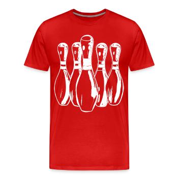 Cartoon Bowling Pins - Men's Premium Organic T-Shirt - red - Front - Damien (186cm)