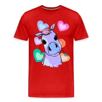 Fantasy Herz Pony bunt farbenfreudig Kind Baby - Männer Premium Bio T-Shirt - Rot - Vorne - Damien (186cm)