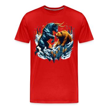 Finance Taureau Bear Fight Wall Street cadeau - T-shirt bio Premium Homme - rouge - Devant - Damien (186cm)