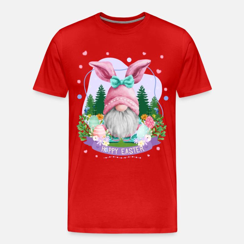 Hoppy Gnome Easter - Easter Gift Idea - Männer Premium Bio T-Shirt - Rot