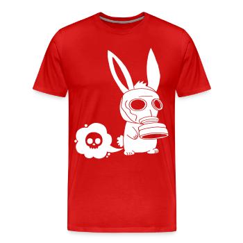 White rabbit farting - Men's Premium Organic T-Shirt - red - Front - Damien (186cm)