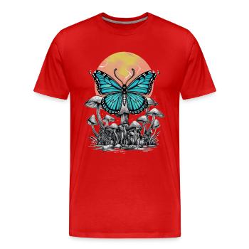 Fairycore Mystischer Schmetterling Zauberwald Pilz - Männer Premium Bio T-Shirt - Rot - Vorne - Damien (186cm)