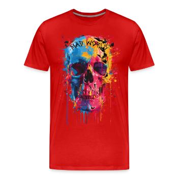 Dark Skull -Totenkopf, Horrormotiv - Männer Premium Bio T-Shirt - Rot - Vorne - Damien (186cm)