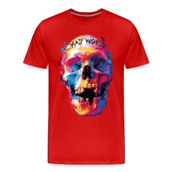 Dark Skull -Totenkopf, Horrormotiv - Männer Premium Bio T-Shirt - Rot - Vorne - Damien (186cm)
