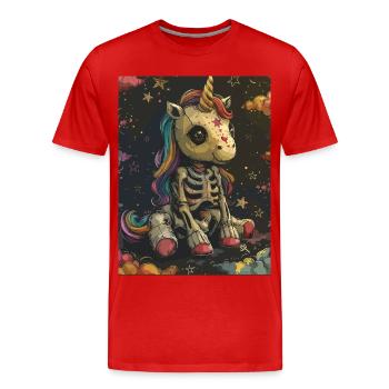 Einhorn - Skull, Skelett - Männer Premium Bio T-Shirt - Rot - Vorne - Damien (186cm)