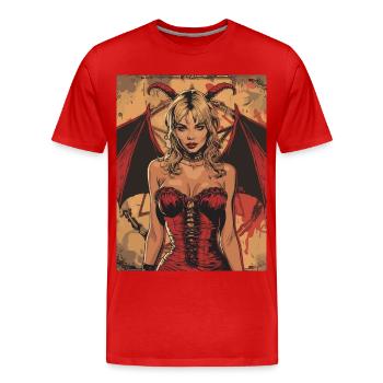 The Female Devil - Männer Premium Bio T-Shirt - Rot - Vorne - Damien (186cm)