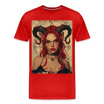 The Female Devil - Männer Premium Bio T-Shirt - Rot - Vorne - Damien (186cm)
