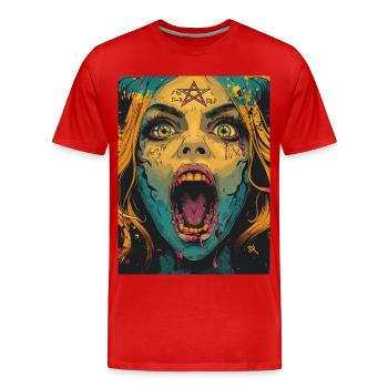 The Female Devil mit Pentagramm - Männer Premium Bio T-Shirt - Rot - Vorne - Damien (186cm)