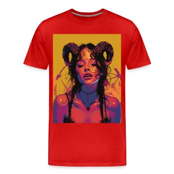 The Female Devil mit Pentagramm - Männer Premium Bio T-Shirt - Rot - Vorne - Damien (186cm)