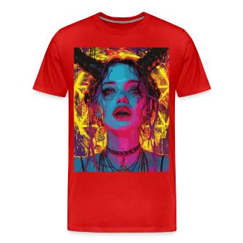 The Female Devil mit Pentagramm - Männer Premium Bio T-Shirt - Rot - Vorne - Damien (186cm)