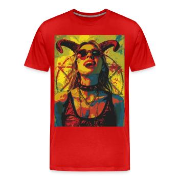 The Female Devil mit Pentagramm - Männer Premium Bio T-Shirt - Rot - Vorne - Damien (186cm)