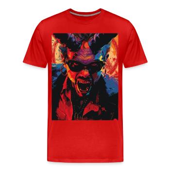 The Devil mit Pentagramm - Männer Premium Bio T-Shirt - Rot - Vorne - Damien (186cm)