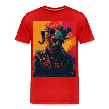 The Devil mit Pentagramm - Männer Premium Bio T-Shirt - Rot - Vorne - Damien (186cm)