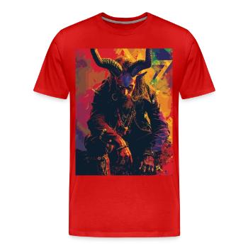 The Devil mit Pentagramm - Männer Premium Bio T-Shirt - Rot - Vorne - Damien (186cm)