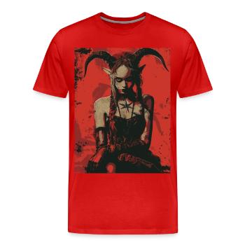 The Devil mit Pentagramm - Männer Premium Bio T-Shirt - Rot - Vorne - Damien (186cm)