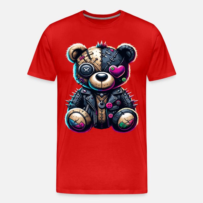 Punk Emo Plüsch Teddybär - Männer Premium Bio T-Shirt - Rot