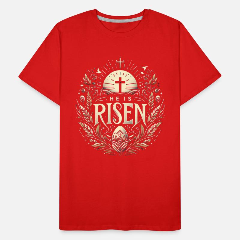 He is Risen Cross & Light Men's Premium Organic T-Shirt