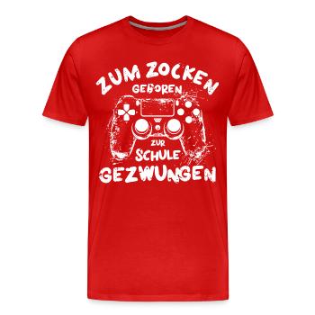 Computerfreak Zocker Gamershirt Hacker - Männer Premium Bio T-Shirt - Rot - Vorne - Damien (186cm)