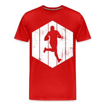 Rugby Drawing - Men's Premium Organic T-Shirt - red - Front - Damien (186cm)