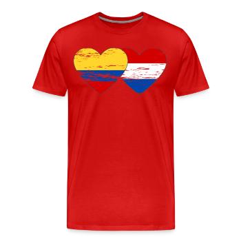 Colombia Holland Flag Heart Used - Men's Premium Organic T-Shirt - red - Front - Damien (186cm)