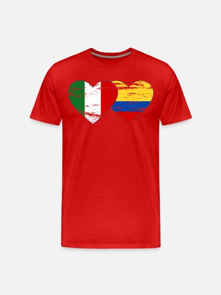 Italy Colombia Flag Heart - Men's Premium Organic T-Shirt - red