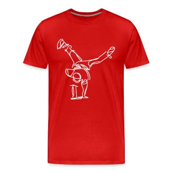 Breakdancer Zeichnung - Männer Premium Bio T-Shirt - Rot - Vorne - Damien (186cm)