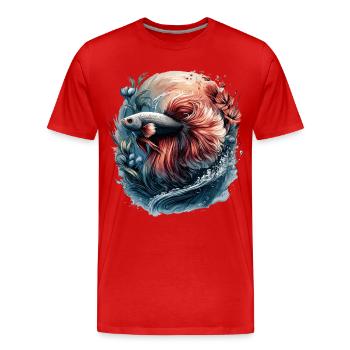 Betta Splendens, Aquarium de poissons Betta, Bettafan - T-shirt bio Premium Homme - rouge - Devant - Damien (186cm)