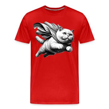 Super Cat BKH White British Shorthair Gift - Men's Premium Organic T-Shirt - red - Front - Damien (186cm)