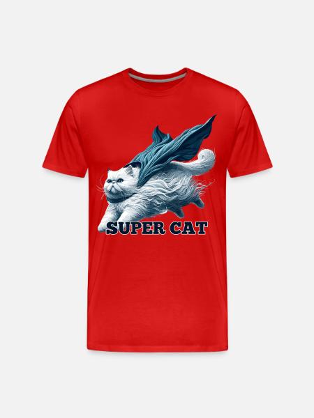 Super Cat persisk hvid persisk kattegave - Herre Premium T-shirt økologisk - rød
