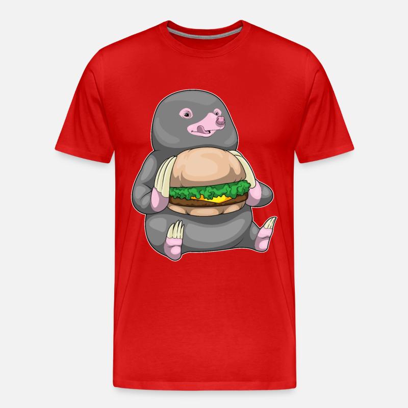 Maulwurf Cheeseburger - Männer Premium Bio T-Shirt - Rot