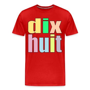 dix-huit - 18e anniversaire - 18 ans - chiffre 18 - T-shirt bio Premium Homme - rouge - Devant - Damien (186cm)