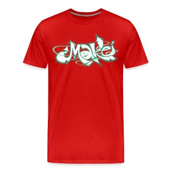Grünes Wort machen Graffiti - Männer Premium Bio T-Shirt - Rot - Vorne - Damien (186cm)